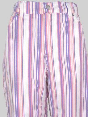 Gloria Vanderbilt Women's Purple & Pink White Striped Capri Size 10 (C2064)